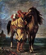 Eugene Delacroix Marocan and his Horse oil on canvas